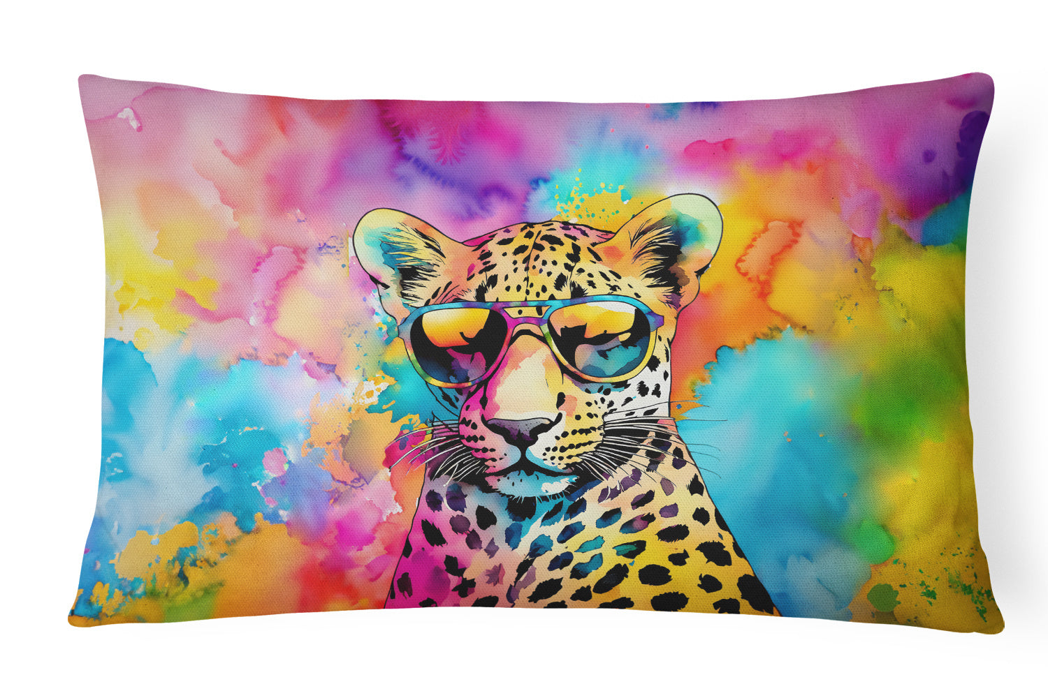 Hippie Animals Throw Pillow Throw Pillow for Indoor Couch Bed Outdoor Patio Washable, Leopard 4001,12Hx16W