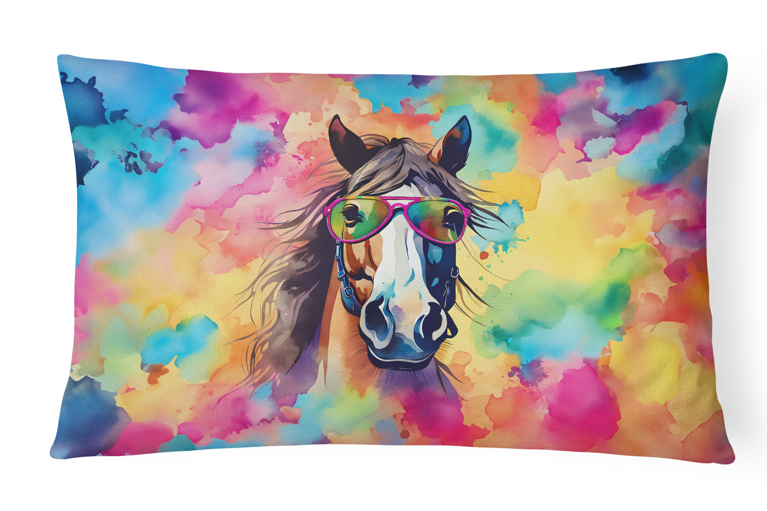 Hippie Animals Throw Pillow Throw Pillow for Indoor Couch Bed Outdoor Patio Washable, Horse 3998,12Hx16W