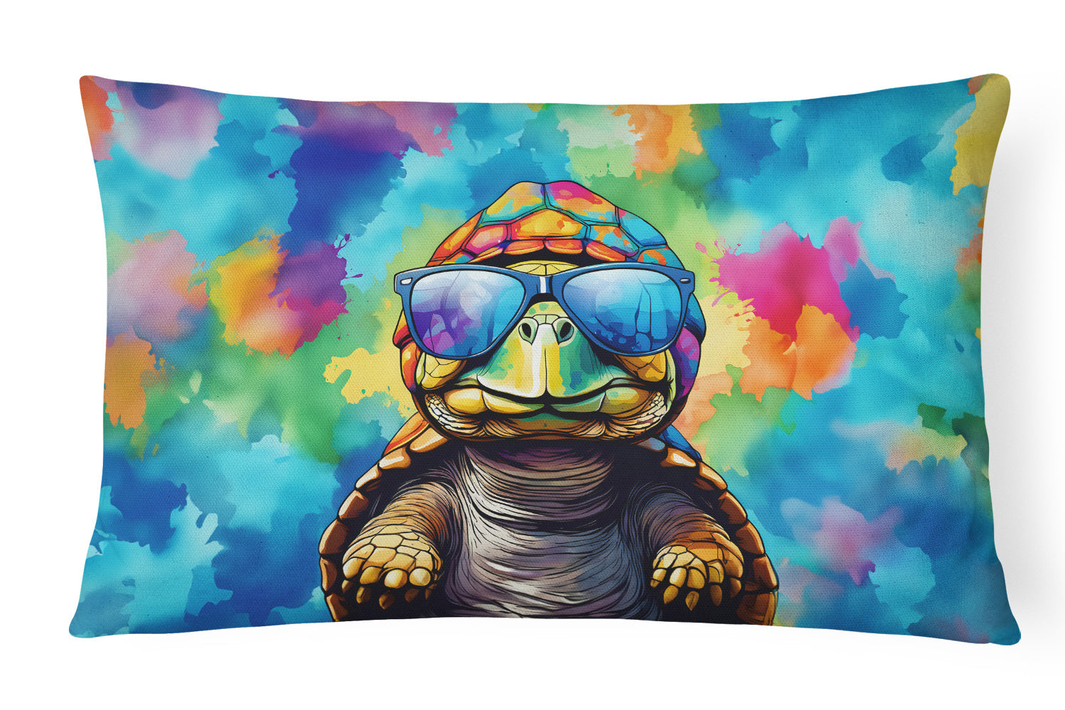 Hippie Animals Throw Pillow Throw Pillow for Indoor Couch Bed Outdoor Patio Washable, Tortoise Turtle 4047,12Hx16W