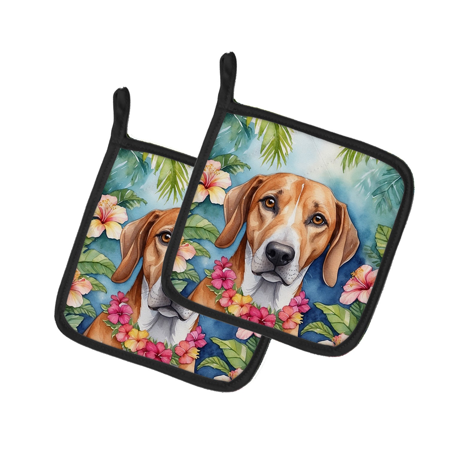 American Foxhound Luau Pair of Pot Holders Kitchen Heat Resistant Pot Holders Sets Oven Hot Pads for Cooking Baking BBQ, 7 1/2 x 7 1/2