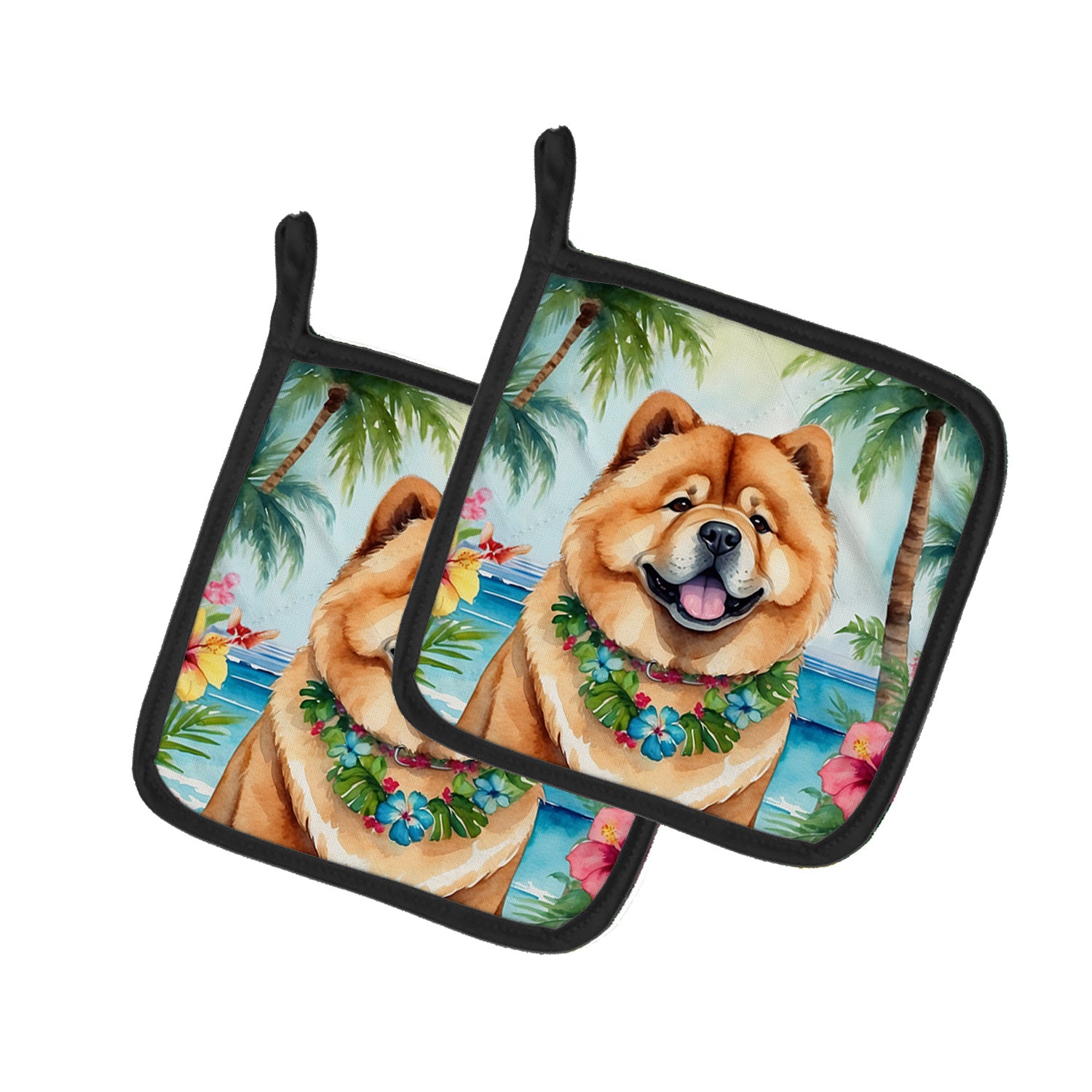 Chow Chow Luau Pair of Pot Holders Kitchen Heat Resistant Pot Holders Sets Oven Hot Pads for Cooking Baking BBQ, 7 1/2 x 7 1/2