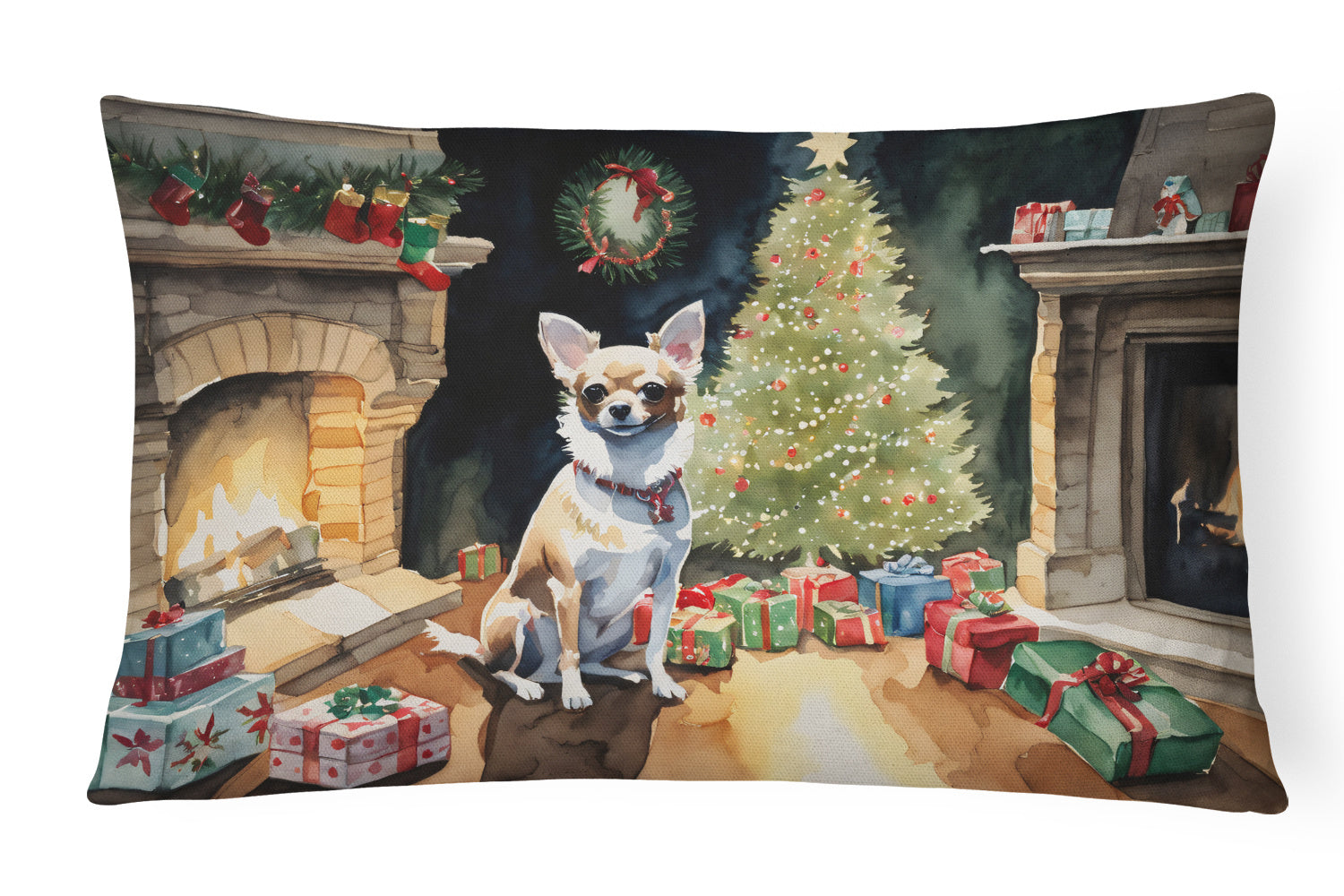 Waiting on Christmas Throw Pillow Throw Pillow for Indoor Couch Bed Outdoor Patio Washable, Chihuahua 1321,12Hx16W