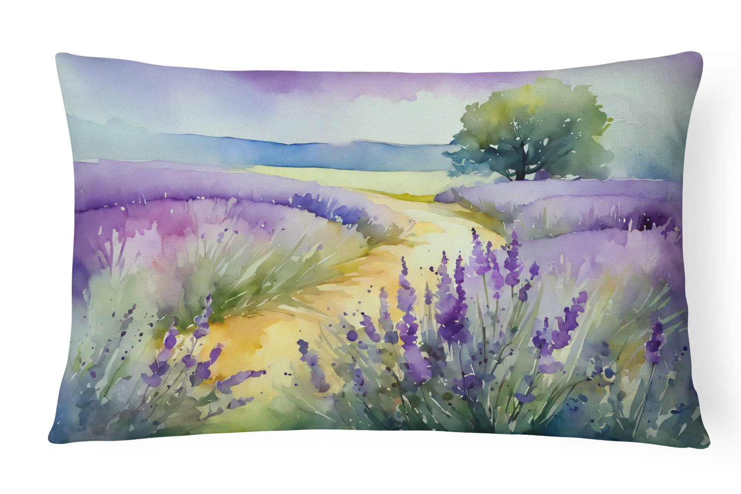 Flowers in Watercolor Throw Pillow Throw Pillow for Indoor Couch Bed Outdoor Patio Washable, Lavender 1582,12Hx16W