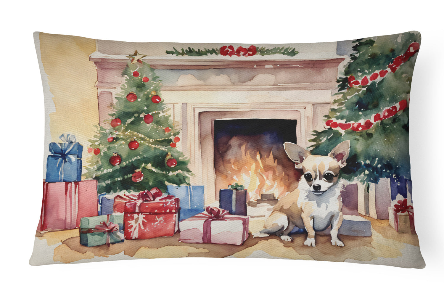 Waiting on Christmas Throw Pillow Throw Pillow for Indoor Couch Bed Outdoor Patio Washable, Chihuahua 1322,12Hx16W