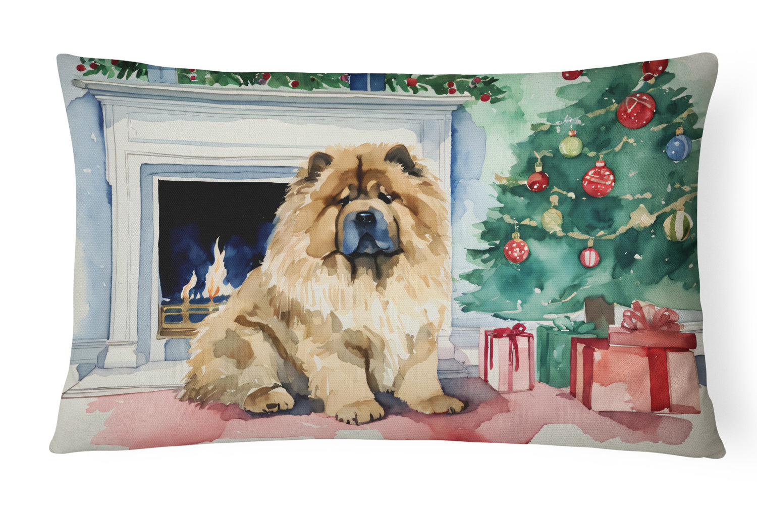 Waiting on Christmas Throw Pillow Throw Pillow for Indoor Couch Bed Outdoor Patio Washable, Chow Chow 1329,12Hx16W