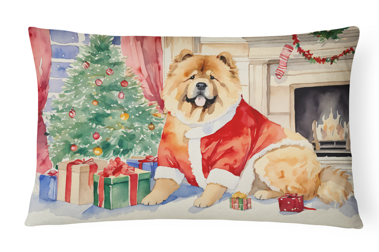 Waiting on Christmas Throw Pillow Throw Pillow for Indoor Couch Bed Outdoor Patio Washable, Chow Chow 1331,12Hx16W