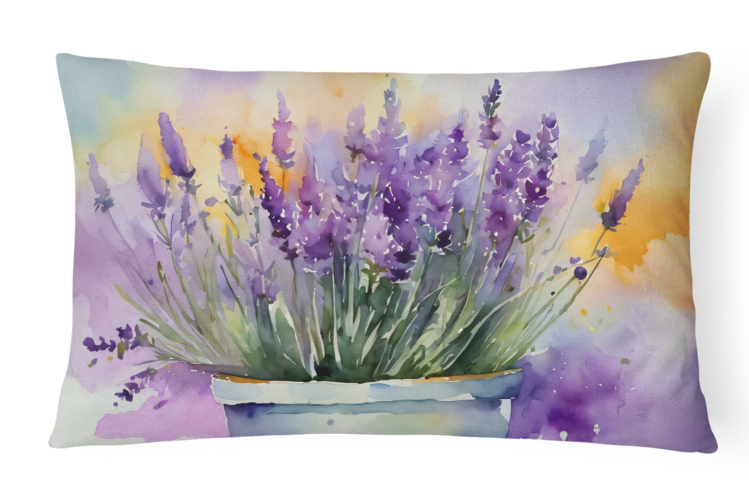 Flowers in Watercolor Throw Pillow Throw Pillow for Indoor Couch Bed Outdoor Patio Washable, Lavender 1584,12Hx16W