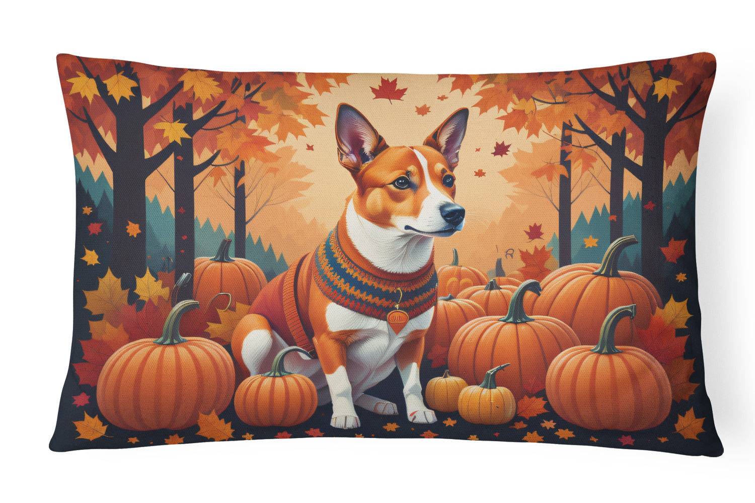 Autumn Leaves Throw Pillow Throw Pillow for Indoor Couch Bed Outdoor Patio Washable, Basenji Red,12Hx16W