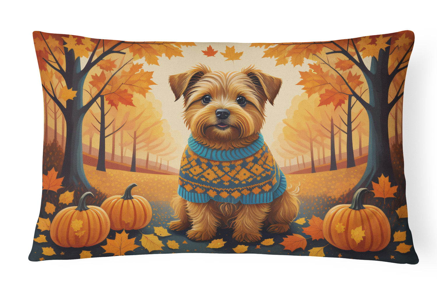 Autumn Leaves Throw Pillow Throw Pillow for Indoor Couch Bed Outdoor Patio Washable, Norfolk Terrier,12Hx16W