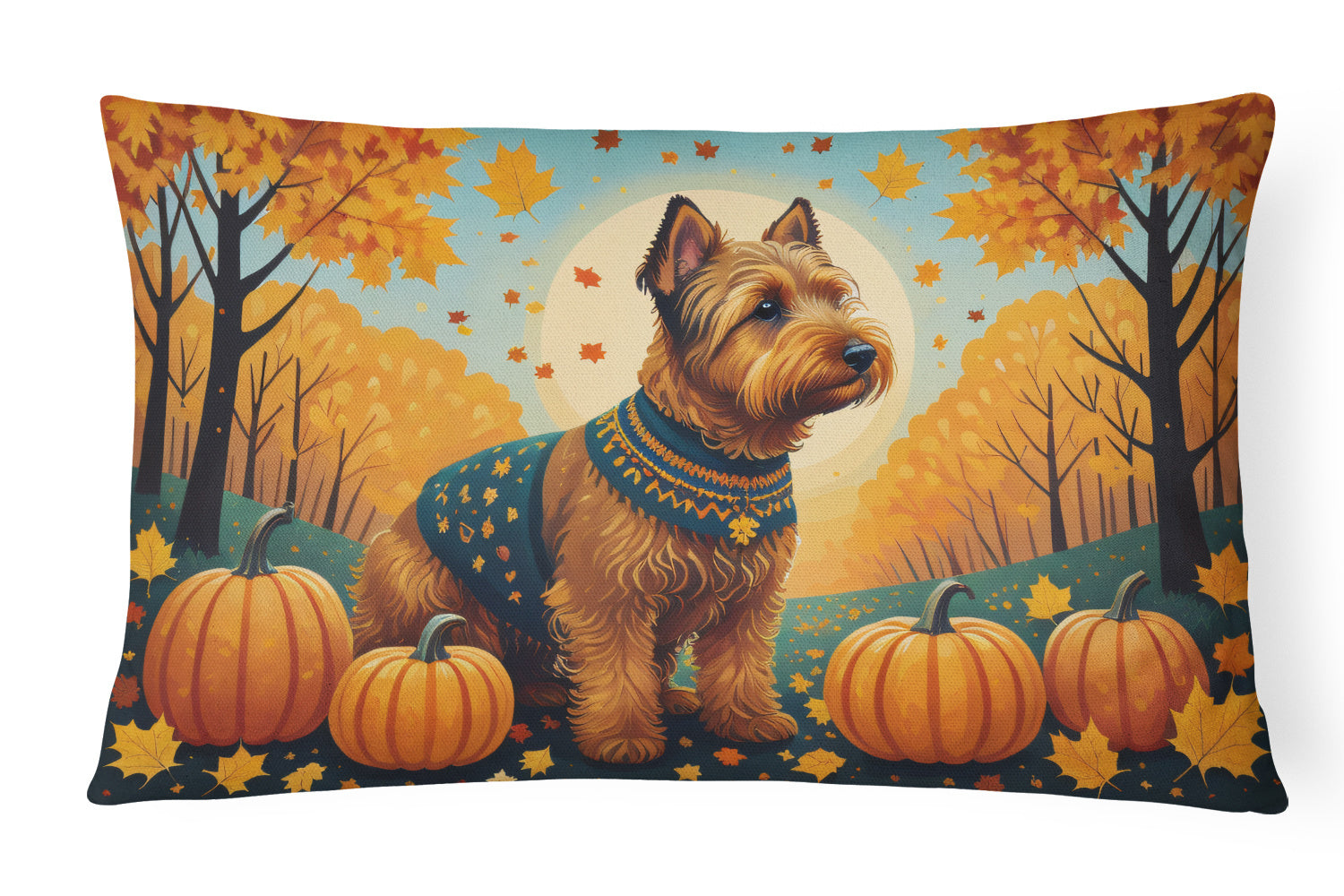 Autumn Leaves Throw Pillow Throw Pillow for Indoor Couch Bed Outdoor Patio Washable, Welsh Terrier,12Hx16W