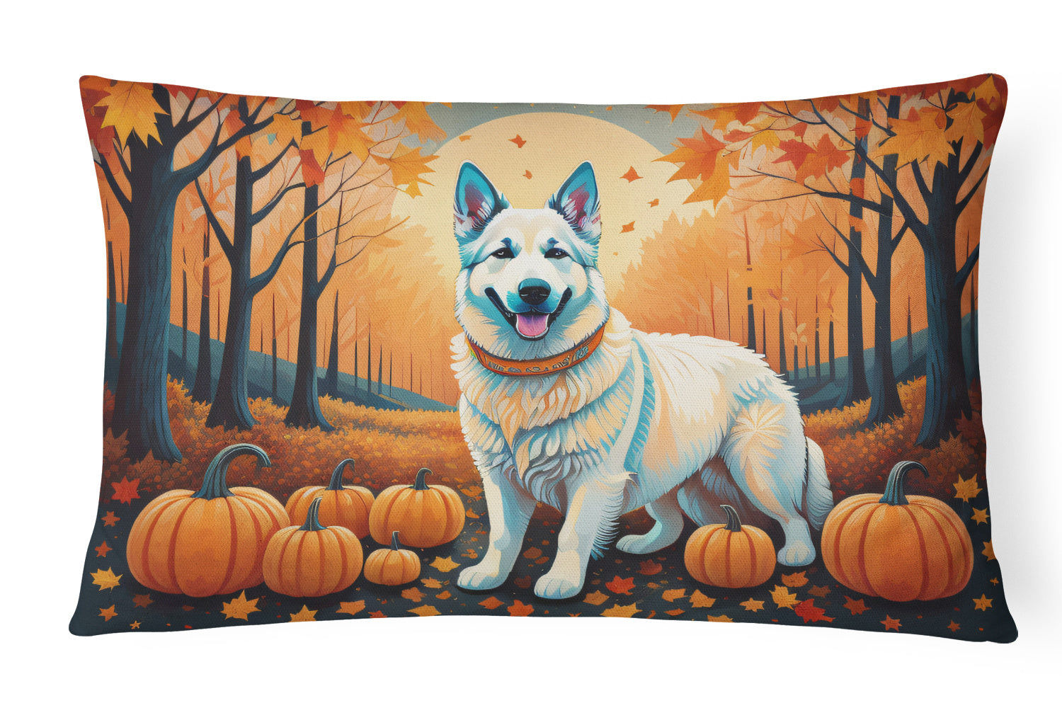 Autumn Leaves Throw Pillow Throw Pillow for Indoor Couch Bed Outdoor Patio Washable, German Shepherd White,12Hx16W