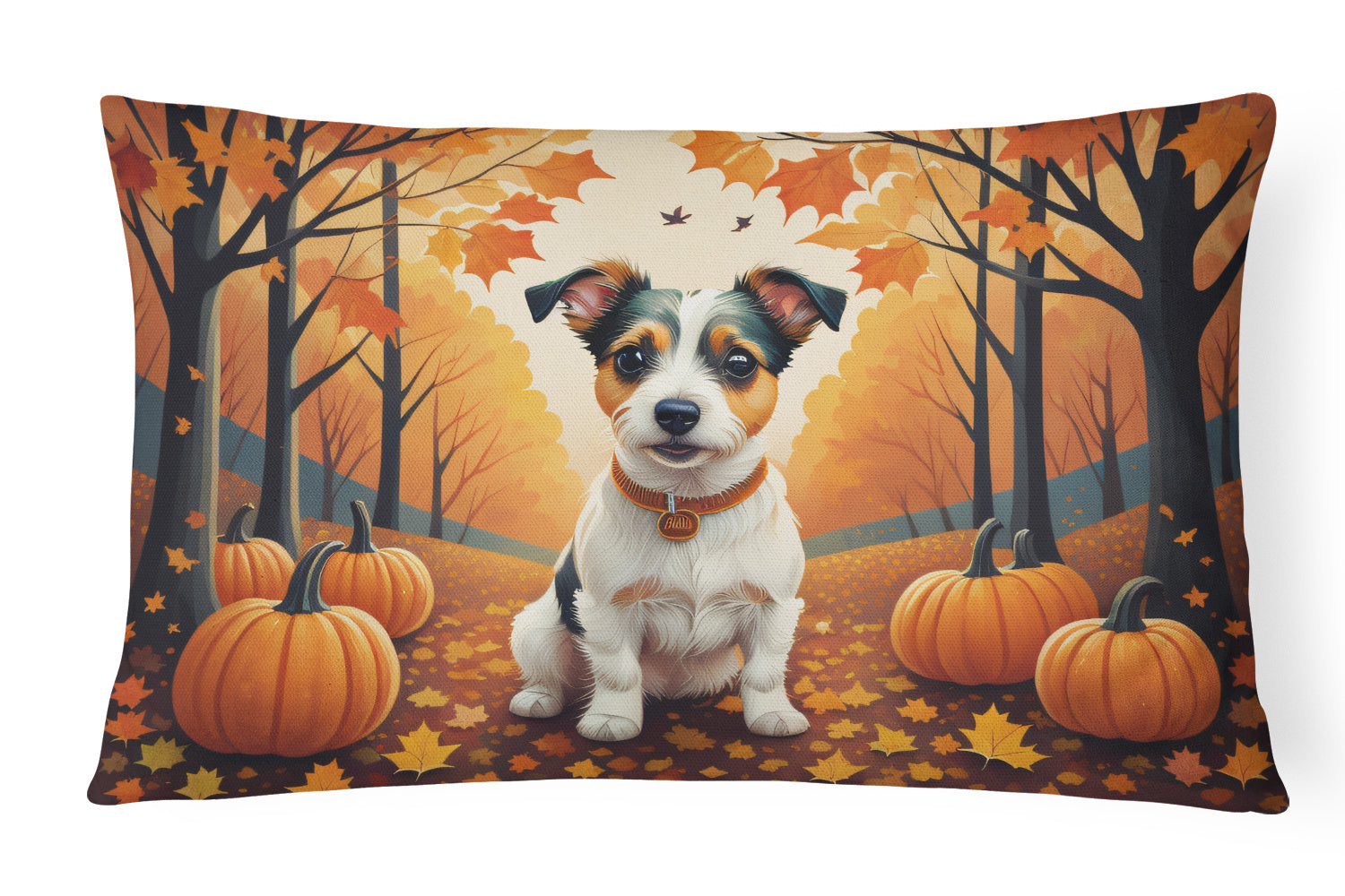 Autumn Leaves Throw Pillow Throw Pillow for Indoor Couch Bed Outdoor Patio Washable, Jack Russell Terrier,12Hx16W