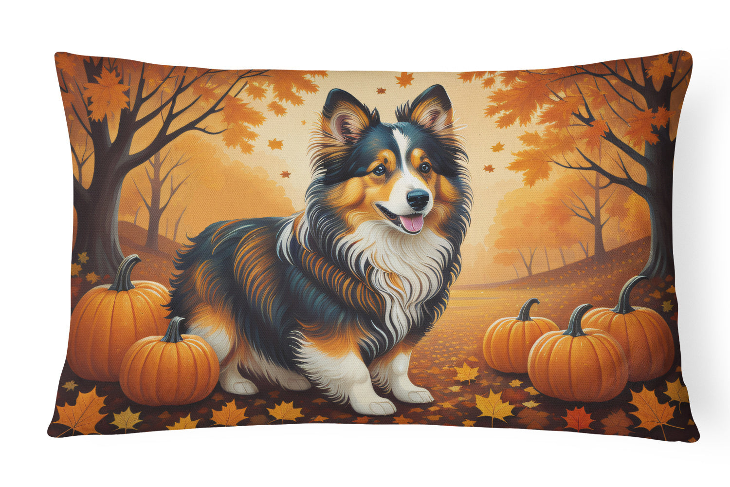 Autumn Leaves Throw Pillow Throw Pillow for Indoor Couch Bed Outdoor Patio Washable, Sheltie,12Hx16W