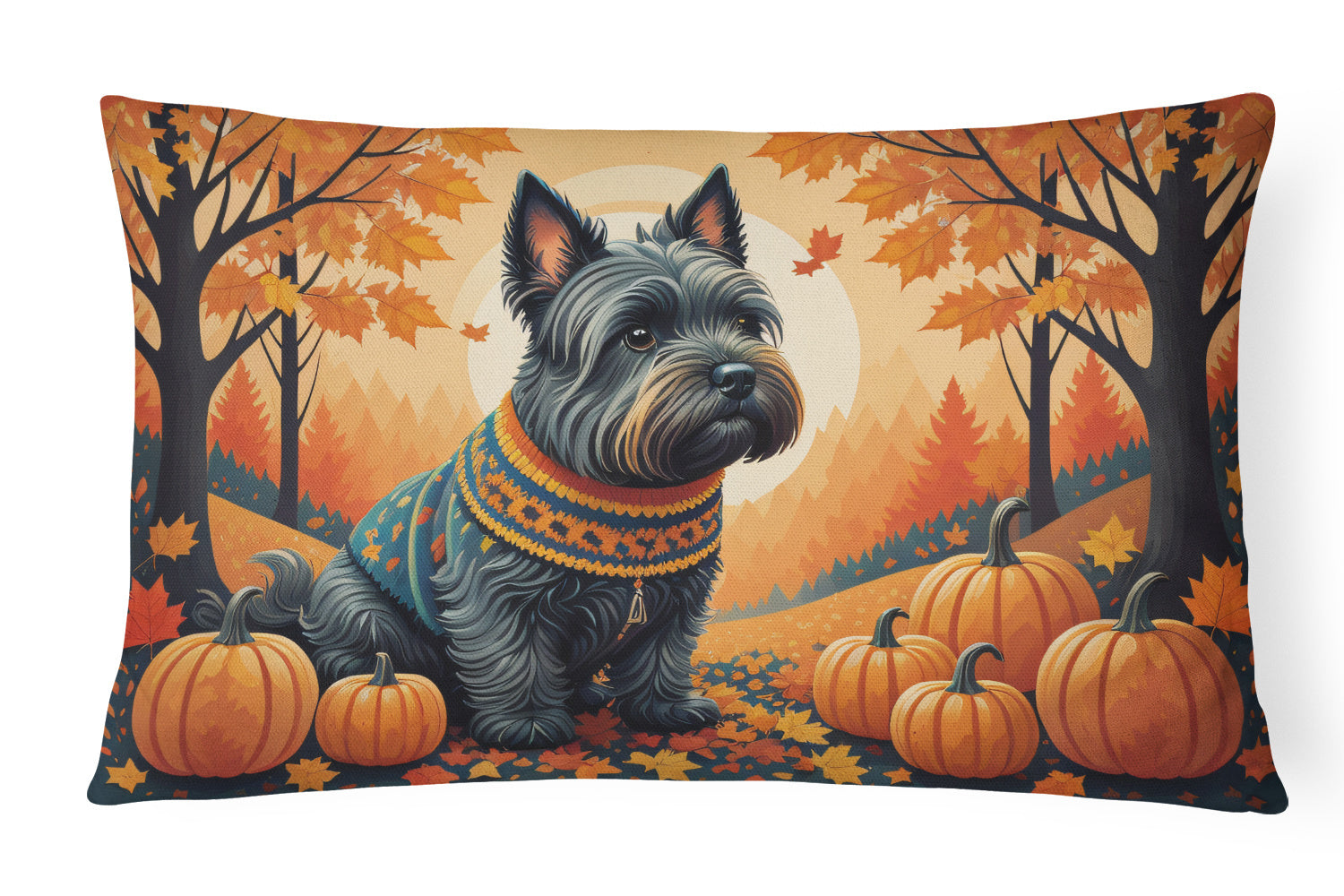 Autumn Leaves Throw Pillow Throw Pillow for Indoor Couch Bed Outdoor Patio Washable, Scottish Terrier,12Hx16W