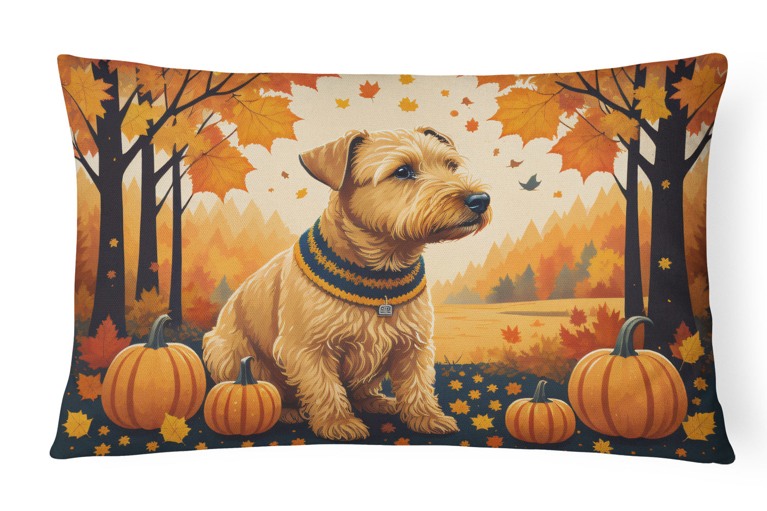 Autumn Leaves Throw Pillow Throw Pillow for Indoor Couch Bed Outdoor Patio Washable, Lakeland Terrier,12Hx16W