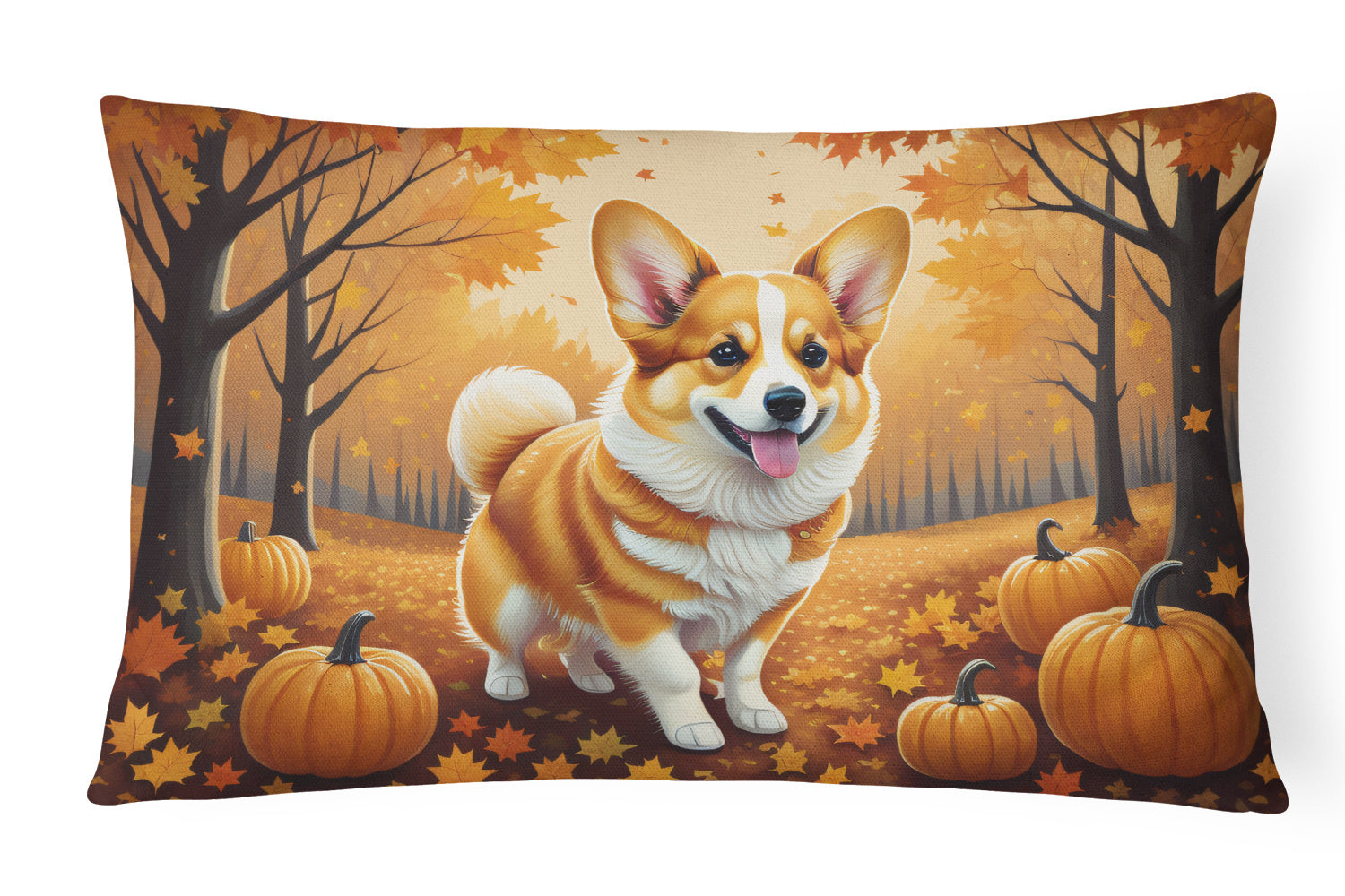 Autumn Leaves Throw Pillow Throw Pillow for Indoor Couch Bed Outdoor Patio Washable, Corgi,12Hx16W