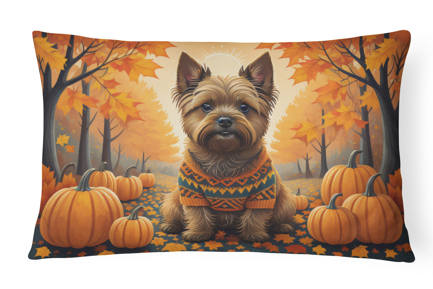 Autumn Leaves Throw Pillow Throw Pillow for Indoor Couch Bed Outdoor Patio Washable, Cairn Terrier,12Hx16W