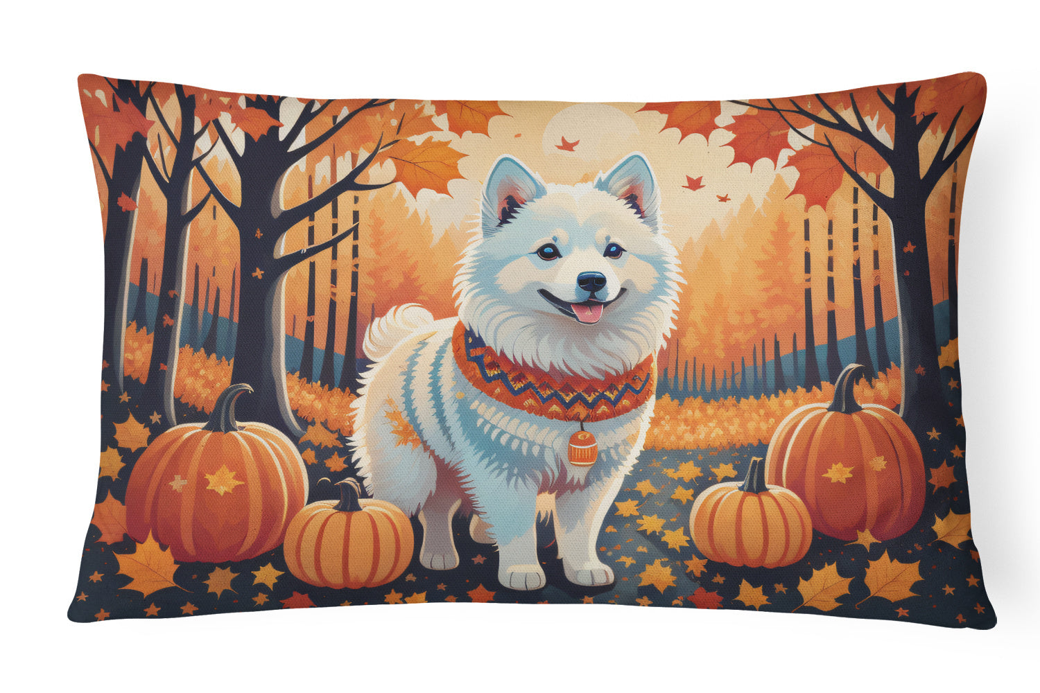 Autumn Leaves Throw Pillow Throw Pillow for Indoor Couch Bed Outdoor Patio Washable, American Eskimo,12Hx16W