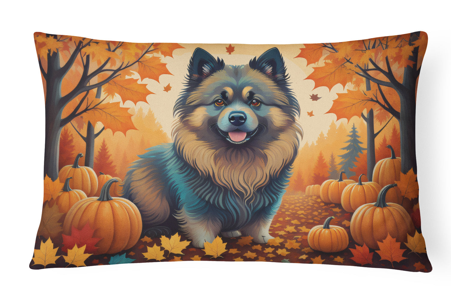 Autumn Leaves Throw Pillow Throw Pillow for Indoor Couch Bed Outdoor Patio Washable, Keeshond,12Hx16W