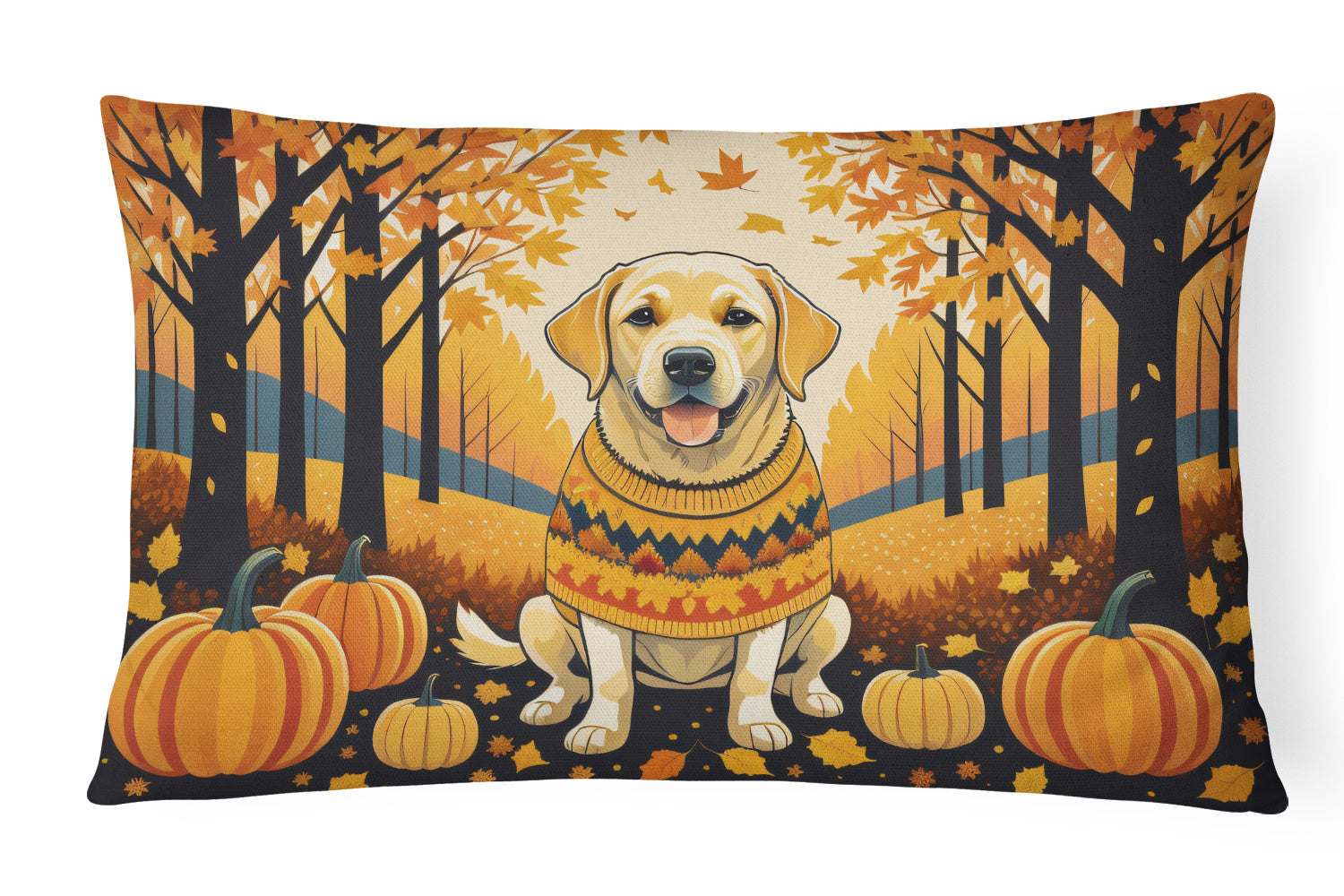 Autumn Leaves Throw Pillow Throw Pillow for Indoor Couch Bed Outdoor Patio Washable, Labrador Retriever Yellow,12Hx16W