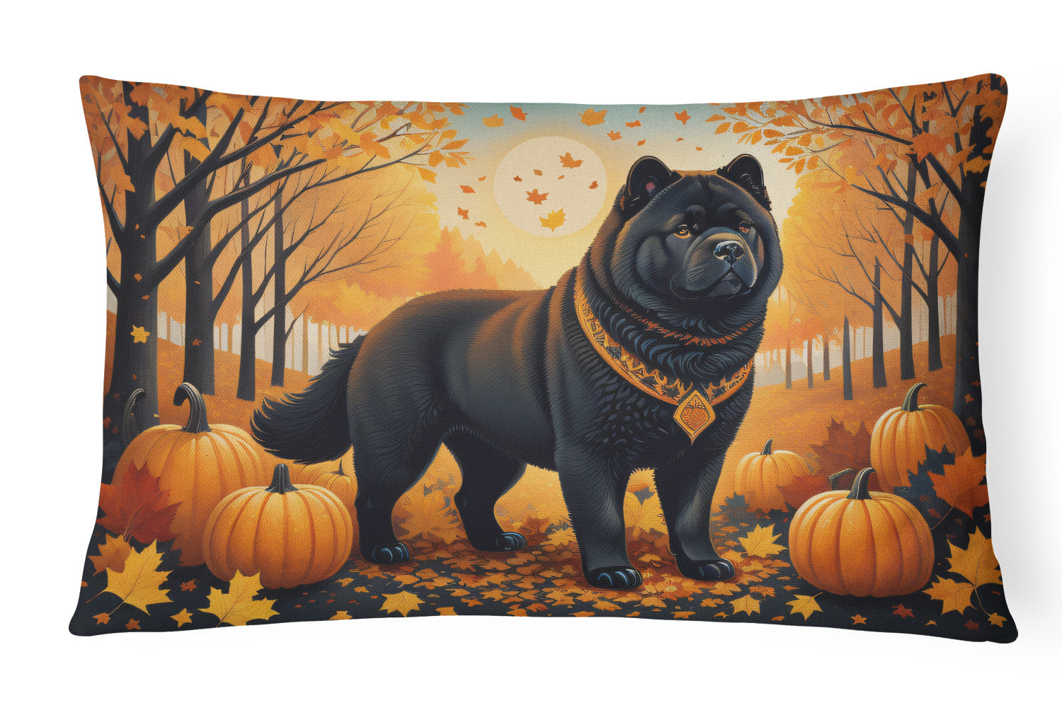 Autumn Leaves Throw Pillow Throw Pillow for Indoor Couch Bed Outdoor Patio Washable, Chow Chow Black,12Hx16W