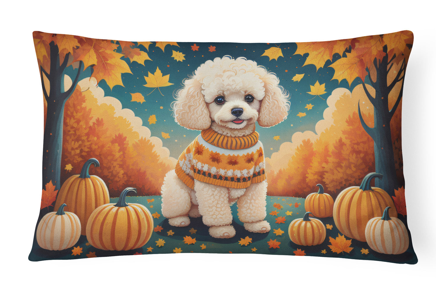 Autumn Leaves Throw Pillow Throw Pillow for Indoor Couch Bed Outdoor Patio Washable, Poodle,12Hx16W