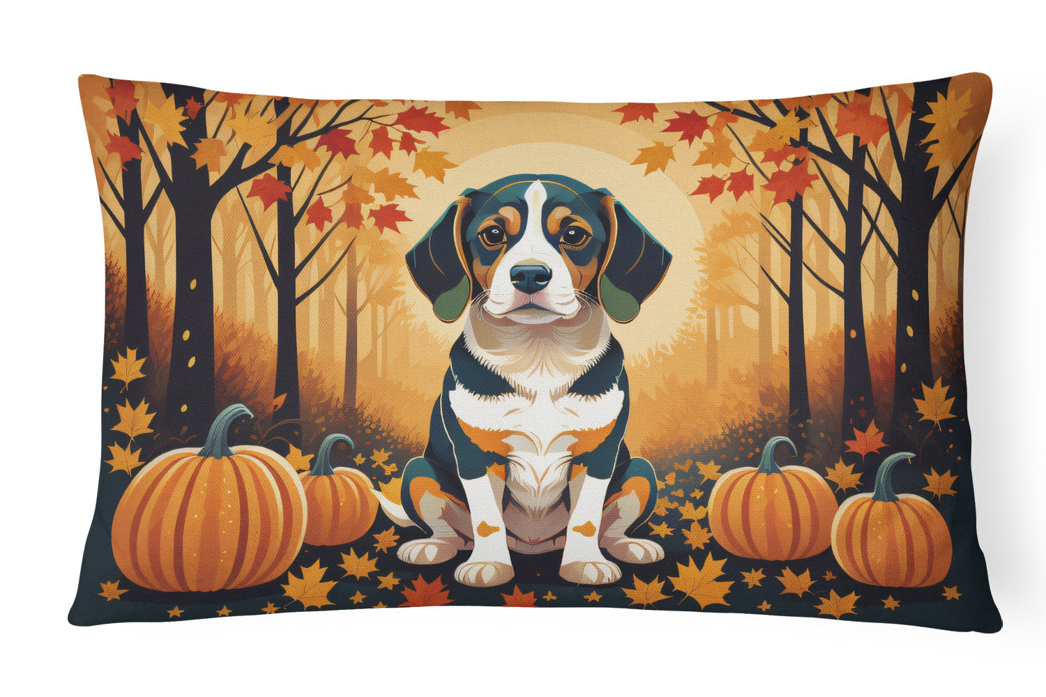 Autumn Leaves Throw Pillow Throw Pillow for Indoor Couch Bed Outdoor Patio Washable, Beagle,12Hx16W