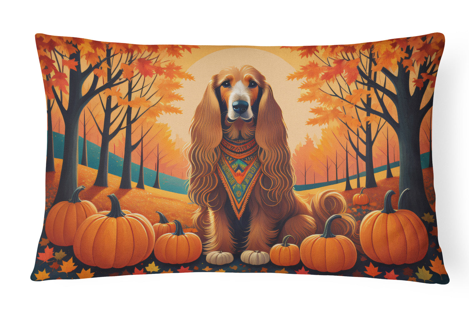 Autumn Leaves Throw Pillow Throw Pillow for Indoor Couch Bed Outdoor Patio Washable, Afghan Hound,12Hx16W