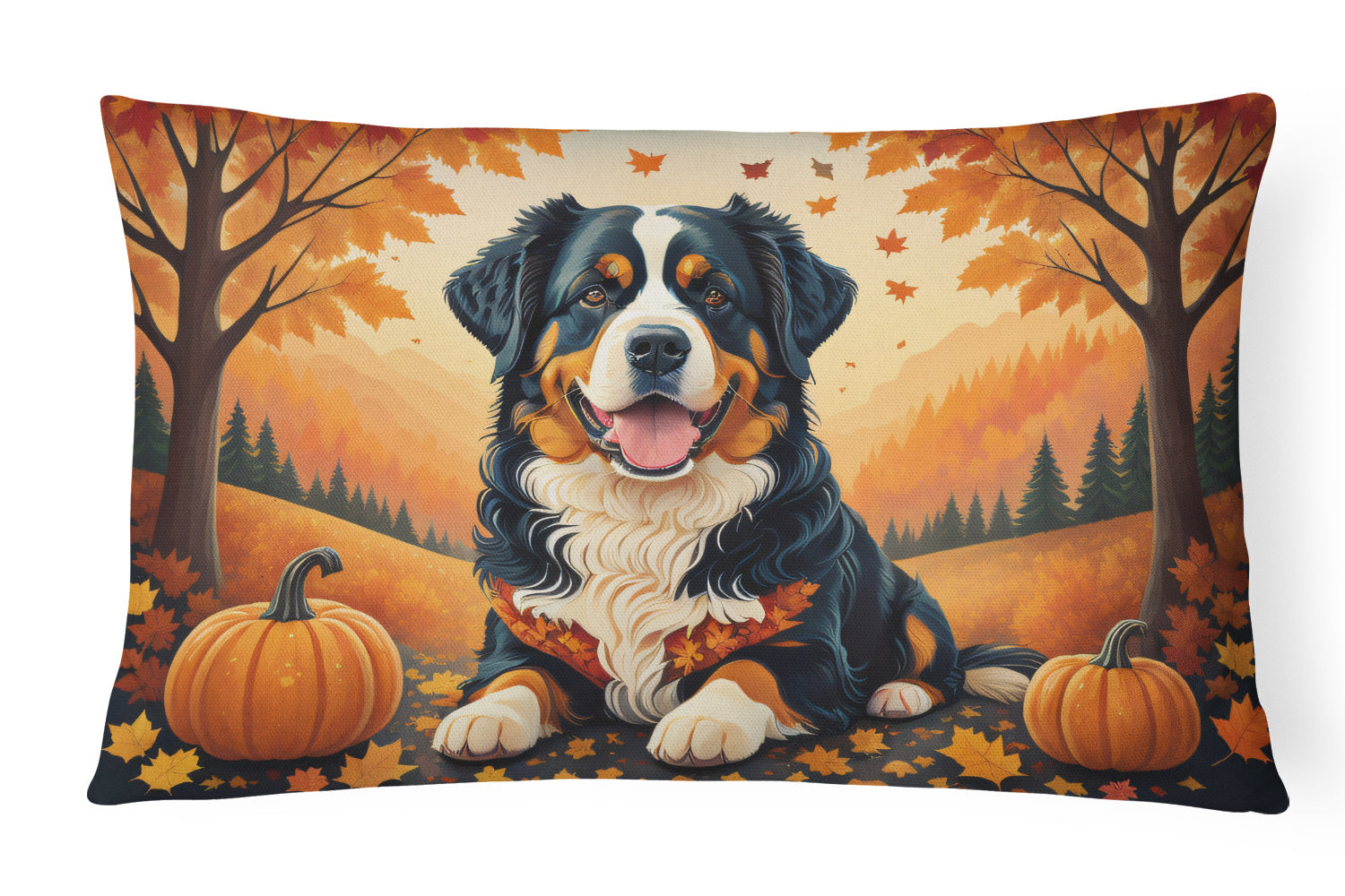 Autumn Leaves Throw Pillow Throw Pillow for Indoor Couch Bed Outdoor Patio Washable, Bernese Mountain Dog,12Hx16W