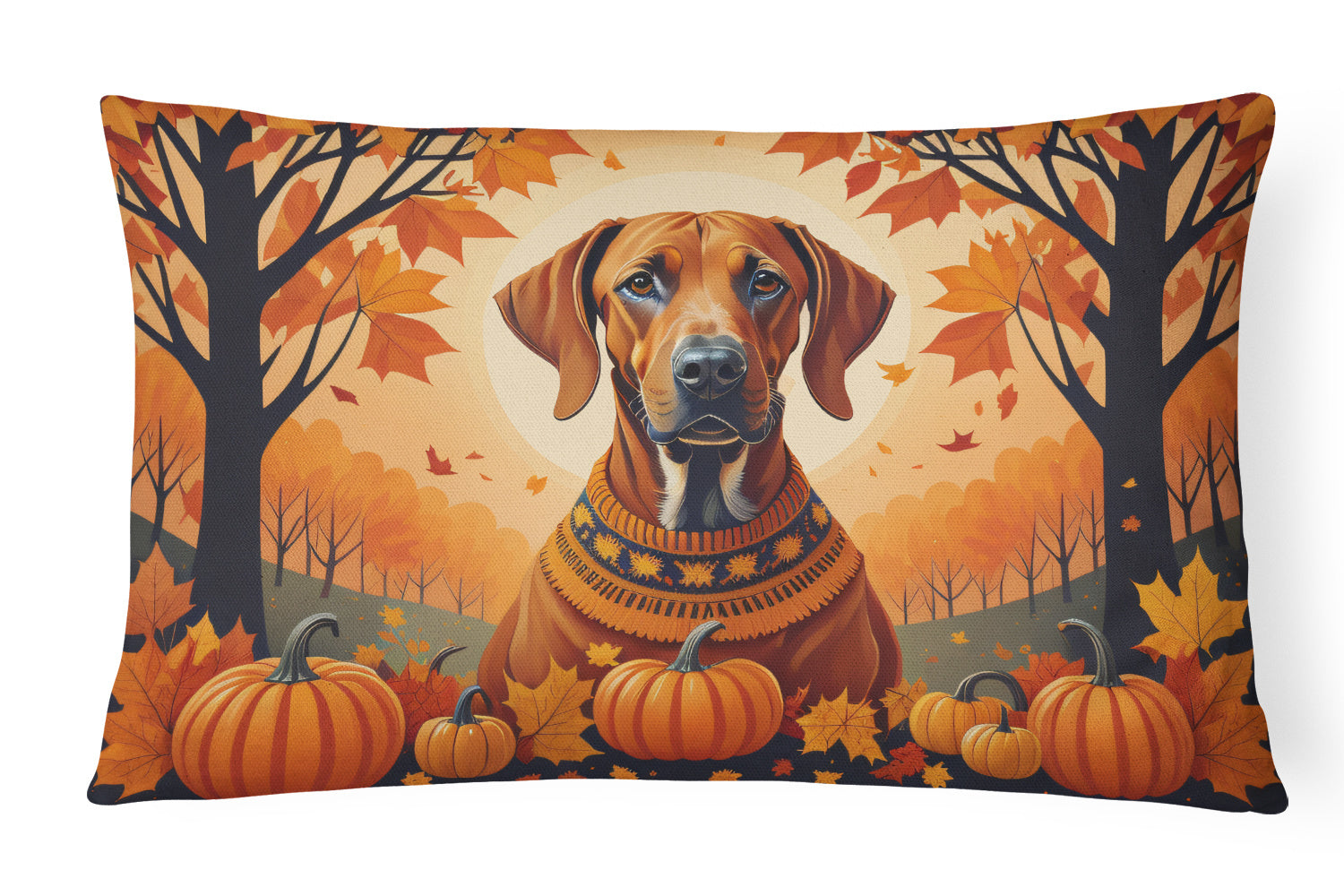 Autumn Leaves Throw Pillow Throw Pillow for Indoor Couch Bed Outdoor Patio Washable, Rhodesian Ridgeback,12Hx16W