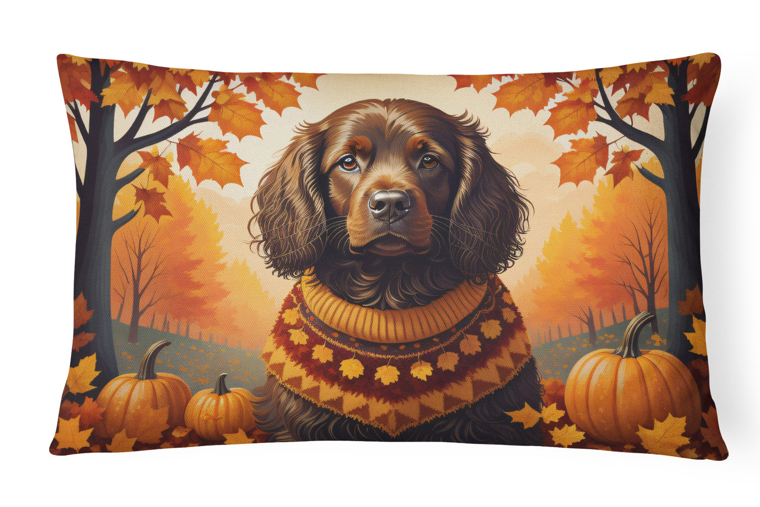 Autumn Leaves Throw Pillow Throw Pillow for Indoor Couch Bed Outdoor Patio Washable, Boykin Spaniel,12Hx16W