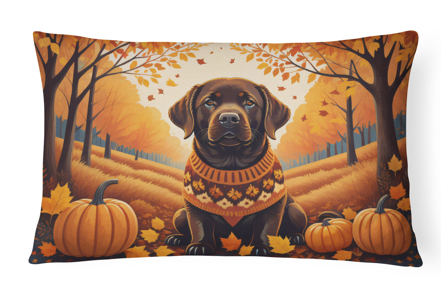 Autumn Leaves Throw Pillow Throw Pillow for Indoor Couch Bed Outdoor Patio Washable, Labrador Retriever Chocolate,12Hx16W