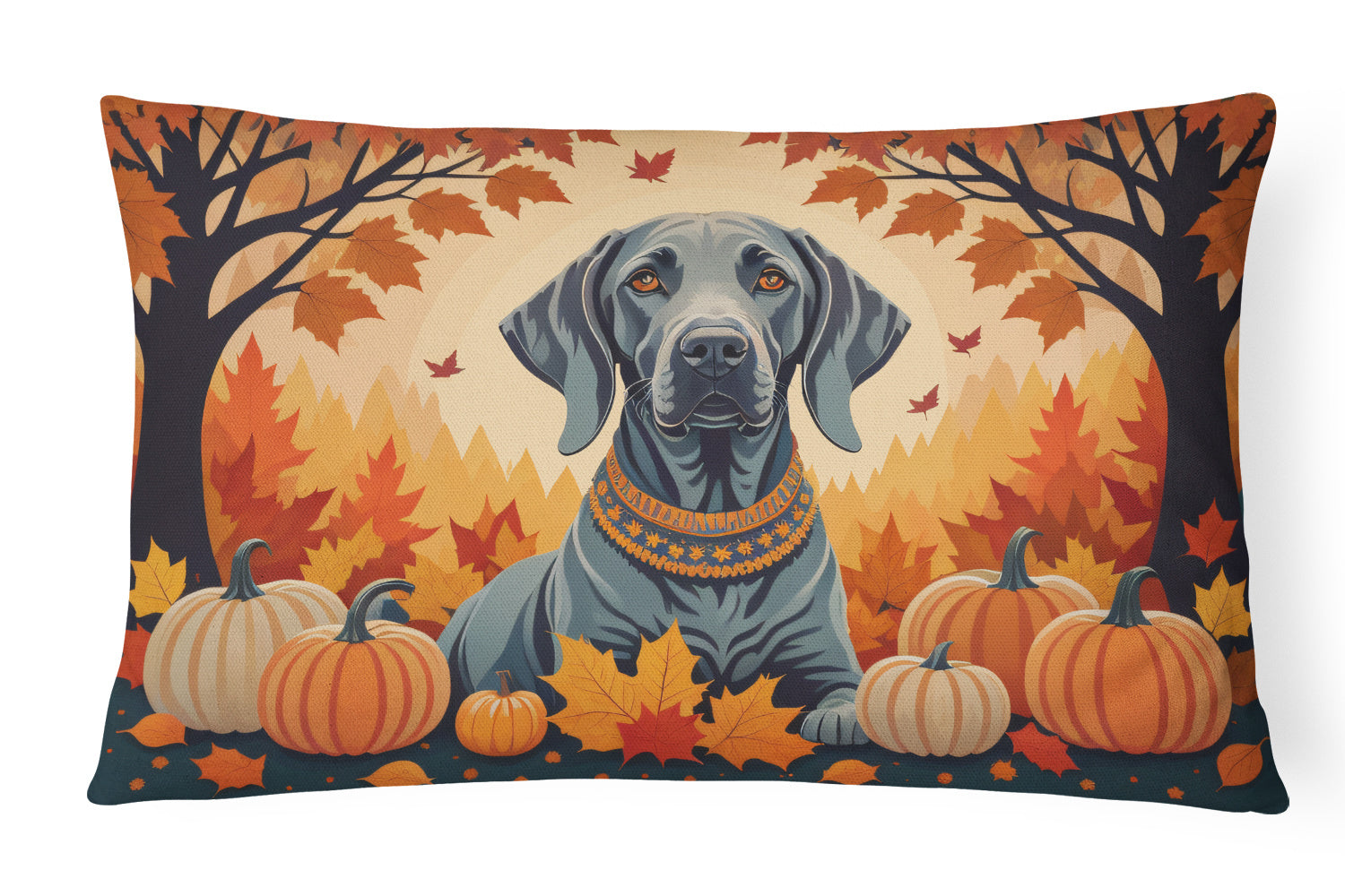 Autumn Leaves Throw Pillow Throw Pillow for Indoor Couch Bed Outdoor Patio Washable, Weimaraner,12Hx16W