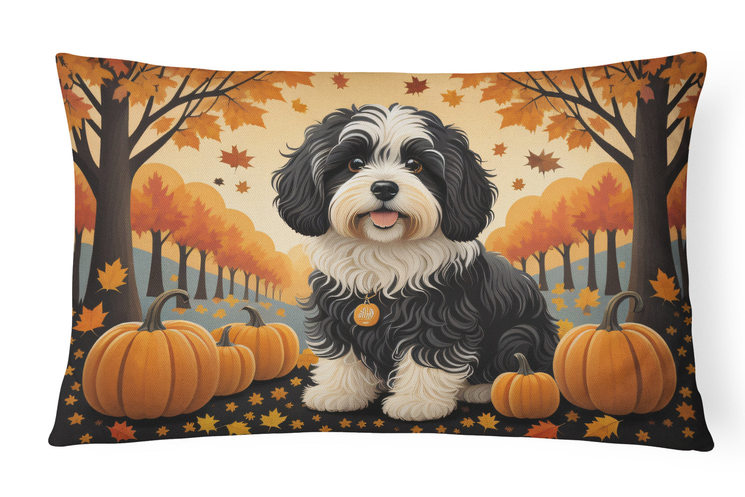 Autumn Leaves Throw Pillow Throw Pillow for Indoor Couch Bed Outdoor Patio Washable, Havanese,12Hx16W