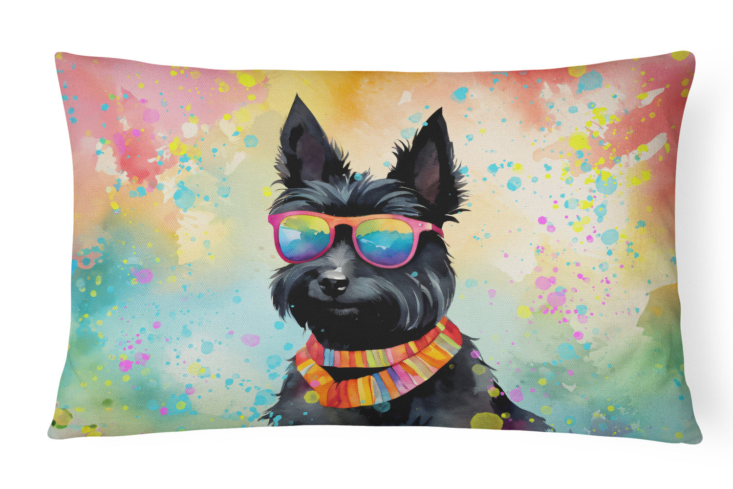 Hippie Dawg Throw Pillow Throw Pillow for Indoor Couch Bed Outdoor Patio Washable, Scottish Terrier 2557,12Hx16W