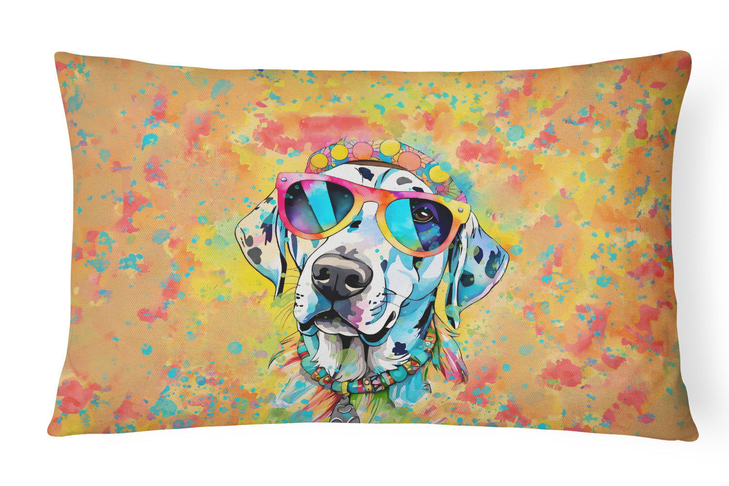 Hippie Dawg Throw Pillow Throw Pillow for Indoor Couch Bed Outdoor Patio Washable, Dalmatian 2500,12Hx16W