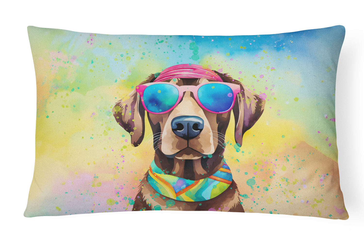 Hippie Dawg Throw Pillow Throw Pillow for Indoor Couch Bed Outdoor Patio Washable, Labrador Chocolate 2527,12Hx16W