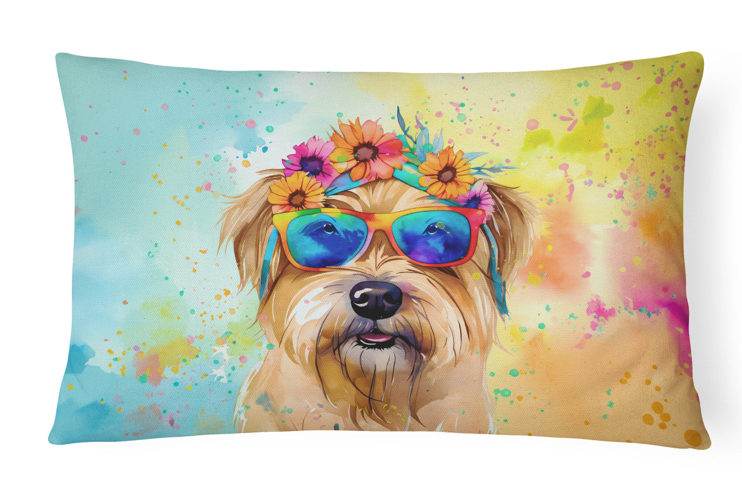 Hippie Dawg Throw Pillow Throw Pillow for Indoor Couch Bed Outdoor Patio Washable, Cairn Terrier 2480,12Hx16W