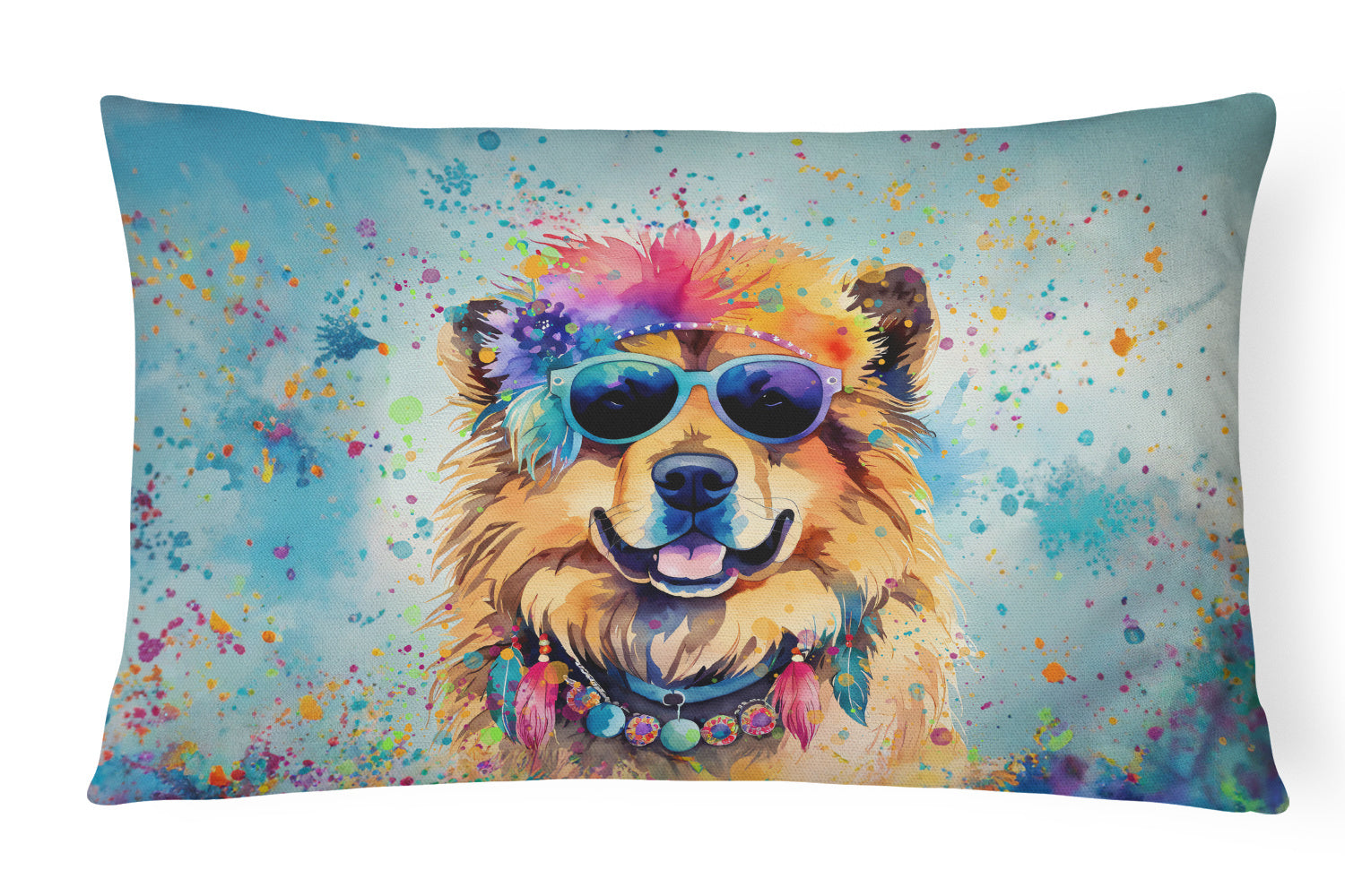 Hippie Dawg Throw Pillow Throw Pillow for Indoor Couch Bed Outdoor Patio Washable, Chow Chow 2491,12Hx16W