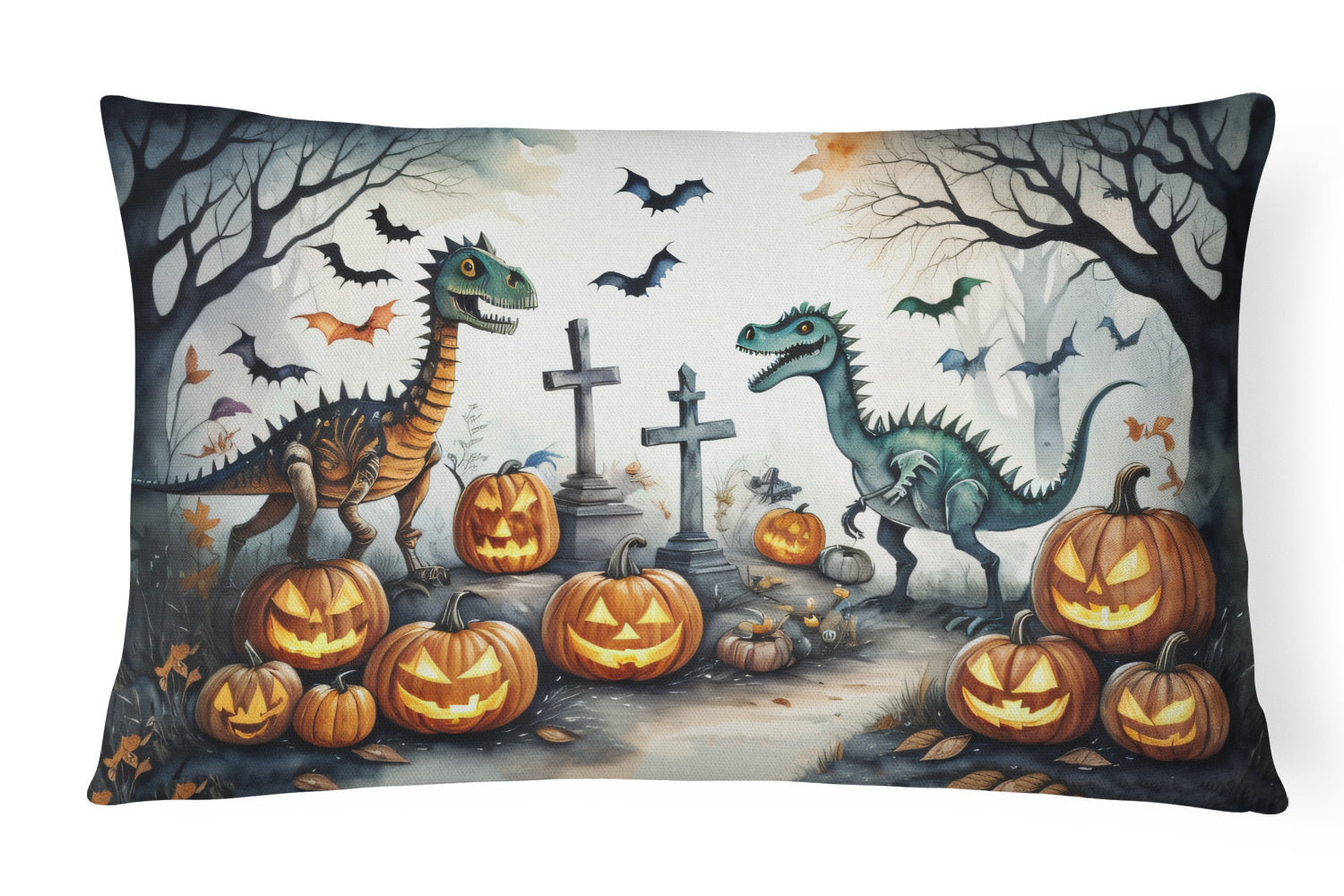 More Spooky Halloween Throw Pillow Throw Pillow for Indoor Couch Bed Outdoor Patio Washable, Dinosaurs 2240,12Hx16W