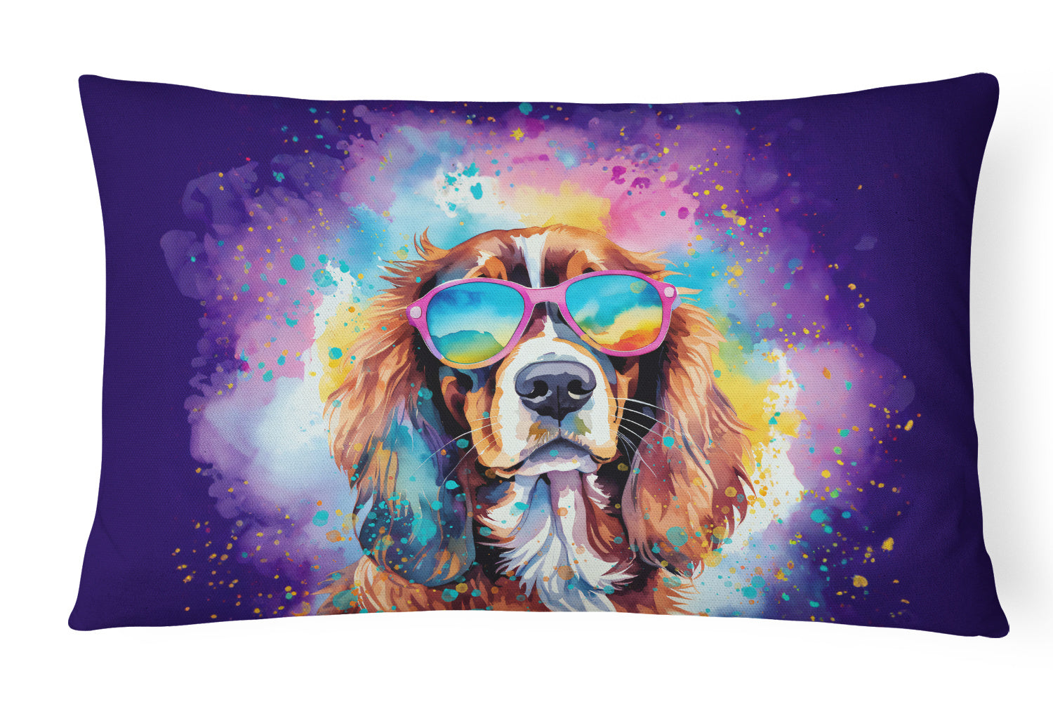 Hippie Dawg Throw Pillow Throw Pillow for Indoor Couch Bed Outdoor Patio Washable, Cavalier Spaniel 2483,12Hx16W