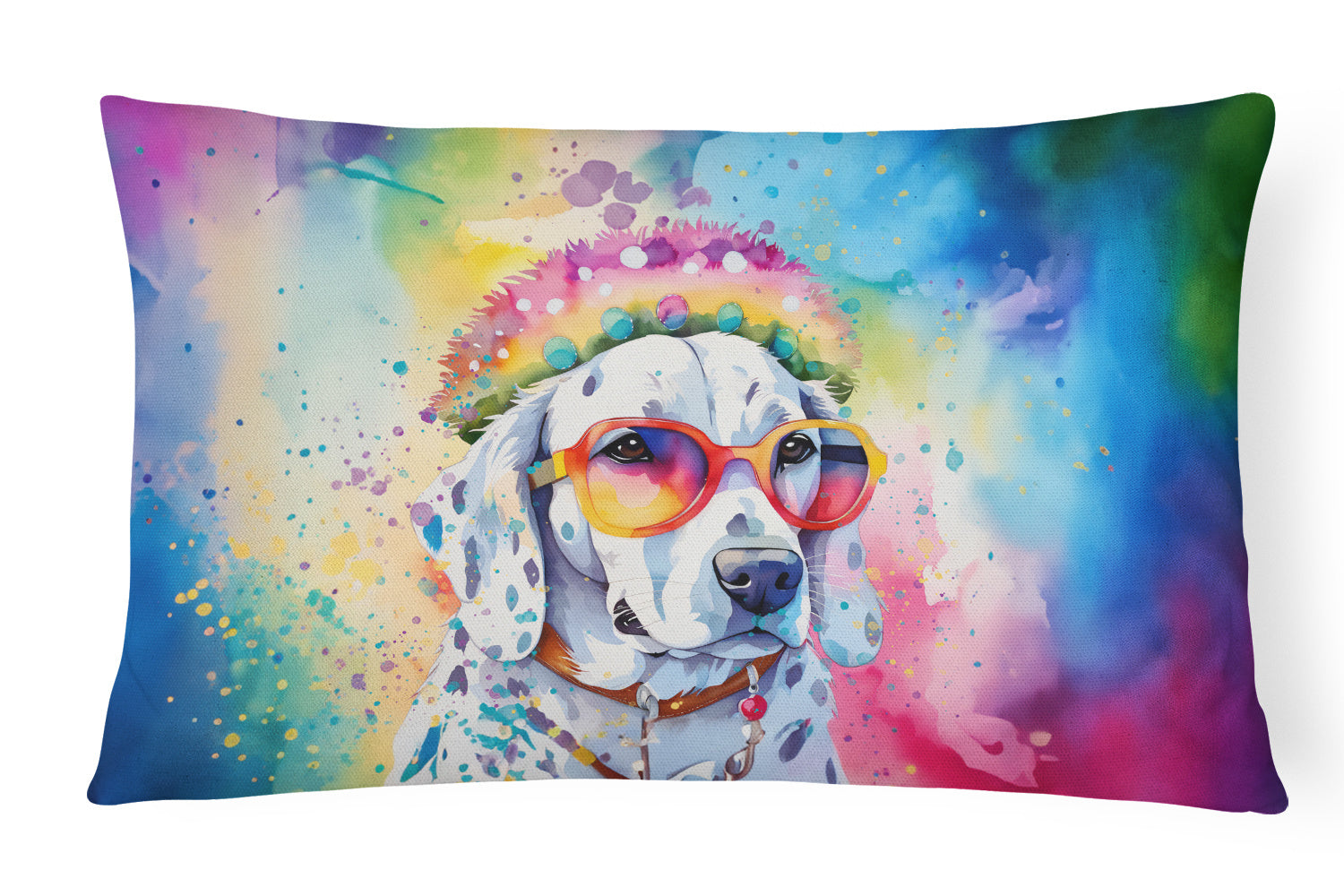 Hippie Dawg Throw Pillow Throw Pillow for Indoor Couch Bed Outdoor Patio Washable, Dalmatian 2501,12Hx16W