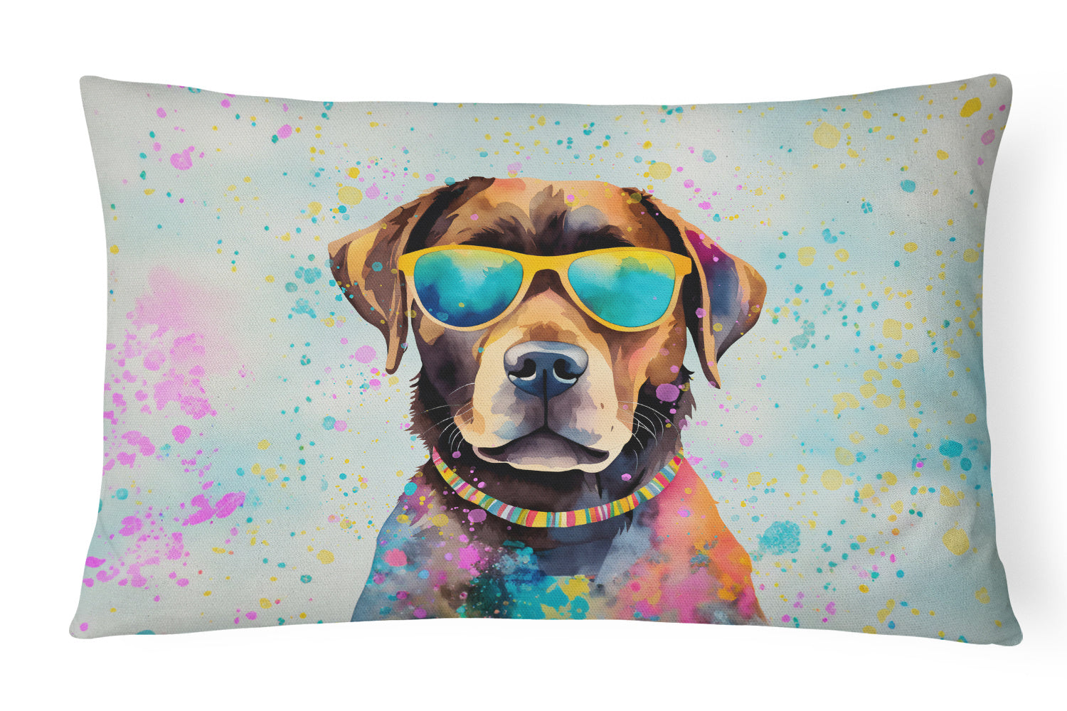 Hippie Dawg Throw Pillow Throw Pillow for Indoor Couch Bed Outdoor Patio Washable, Labrador Chocolate 2523,12Hx16W