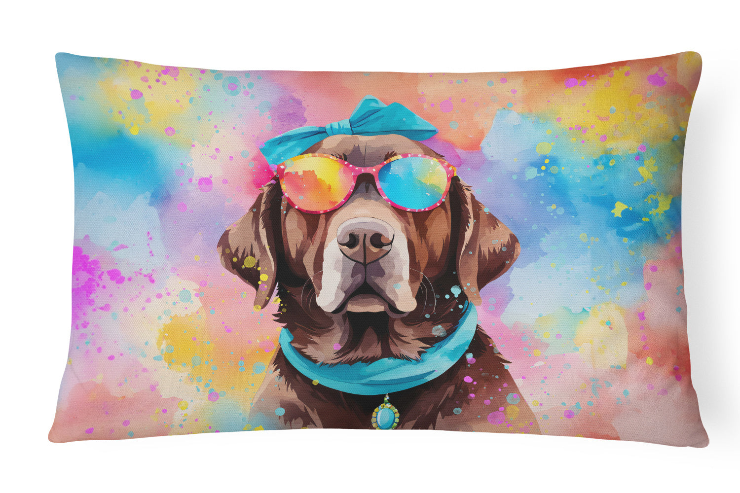 Hippie Dawg Throw Pillow Throw Pillow for Indoor Couch Bed Outdoor Patio Washable, Labrador Chocolate 2525,12Hx16W