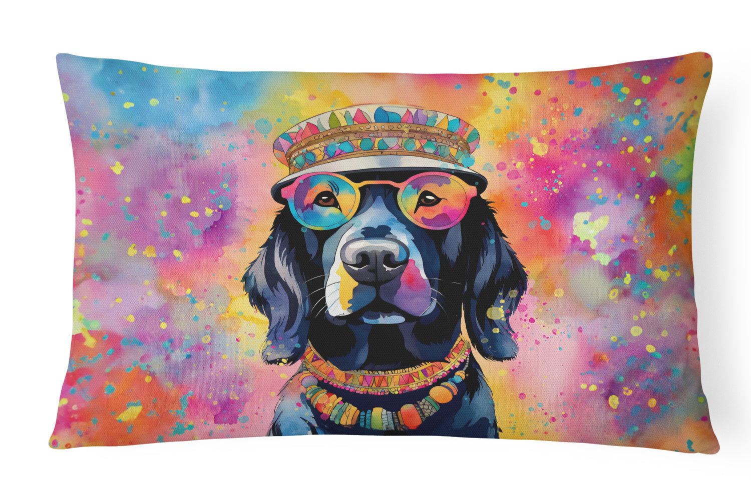 Hippie Dawg Throw Pillow Throw Pillow for Indoor Couch Bed Outdoor Patio Washable, Labrador Black 2520,12Hx16W