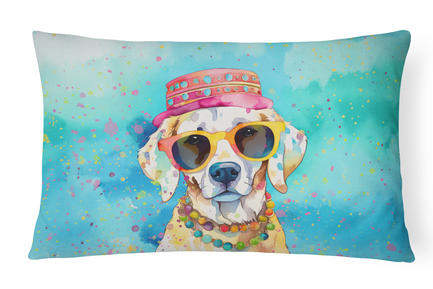 Hippie Dawg Throw Pillow Throw Pillow for Indoor Couch Bed Outdoor Patio Washable, Hippie Dawg 2583,12Hx16W