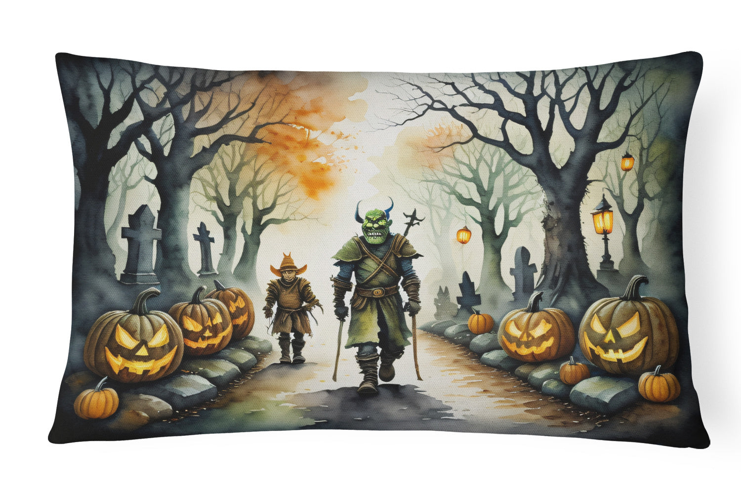 More Spooky Halloween Throw Pillow Throw Pillow for Indoor Couch Bed Outdoor Patio Washable, Orcs 2263,12Hx16W