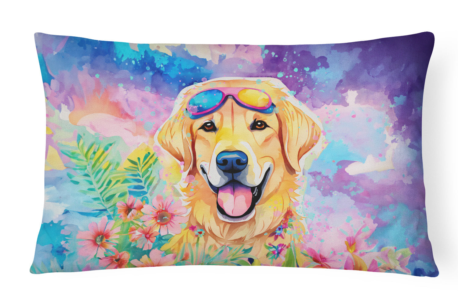 Hippie Dawg Throw Pillow Throw Pillow for Indoor Couch Bed Outdoor Patio Washable, Labrador Yellow 2531,12Hx16W