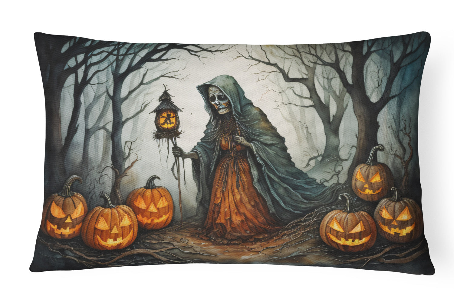 More Spooky Halloween Throw Pillow Throw Pillow for Indoor Couch Bed Outdoor Patio Washable, The Weeping Woman 2278,12Hx16W