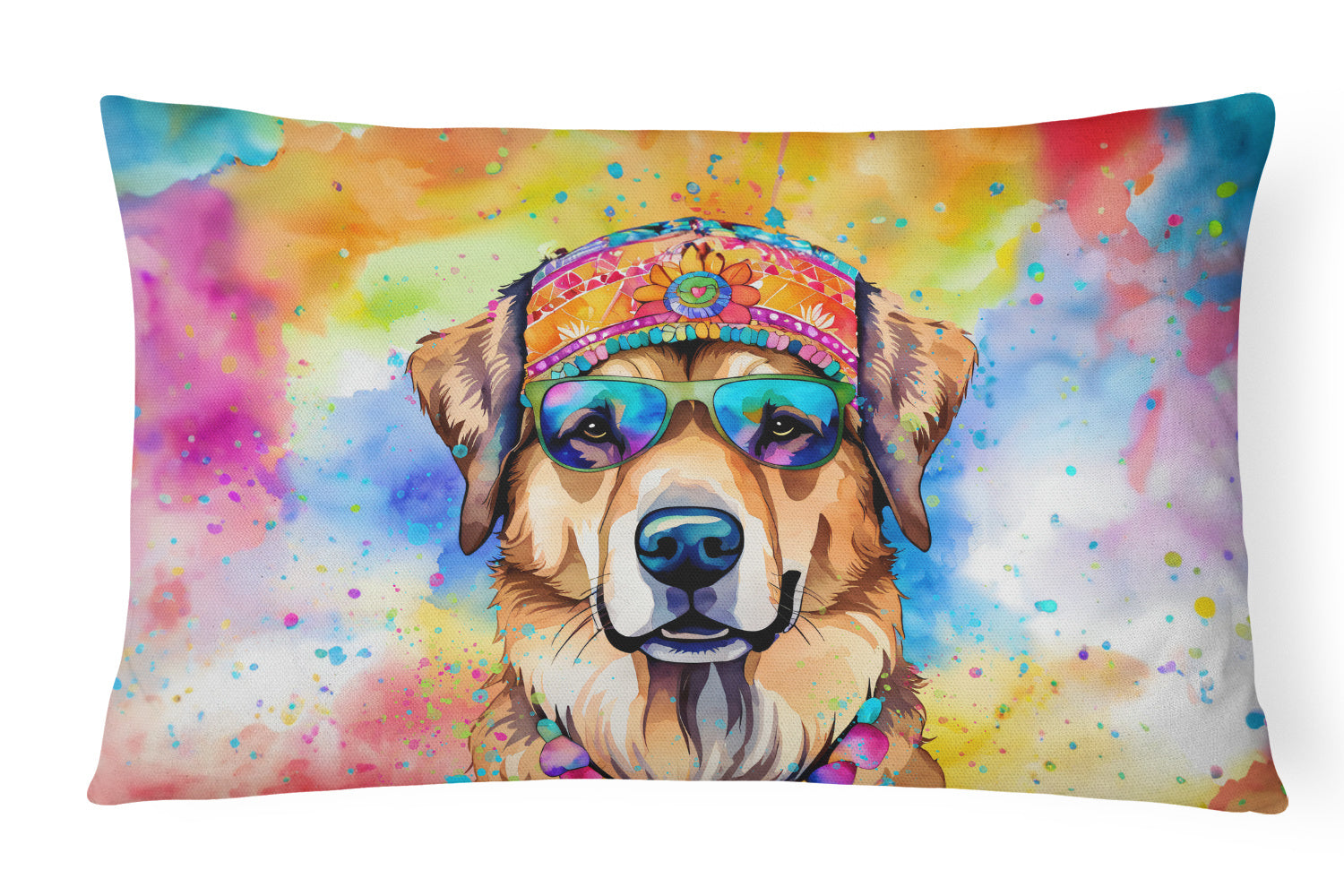 Hippie Dawg Throw Pillow Throw Pillow for Indoor Couch Bed Outdoor Patio Washable, Hippie Dawg 2580,12Hx16W